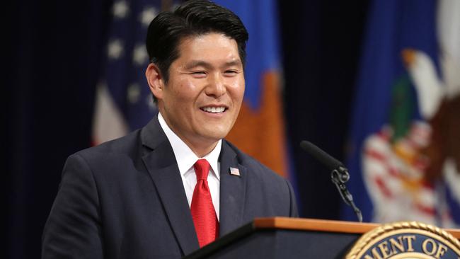 US Attorney for the District of Maryland Robert Hur delivers remarks at a ceremony in 2019. Picture: Getty Images/AFP