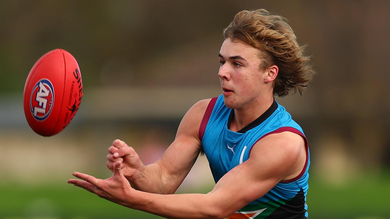 Ryley Sanders looks likely to land at Hawthorn or the Western Bulldogs at the pointy end of November’s national draft. Picture: Getty Images