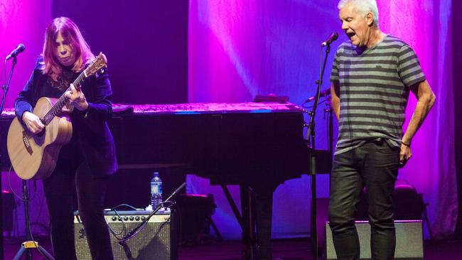 Rickie Lee Jones with Daryl Braithwaite at the Recital Centre in 2017. Pic: Ros O'Gorman.