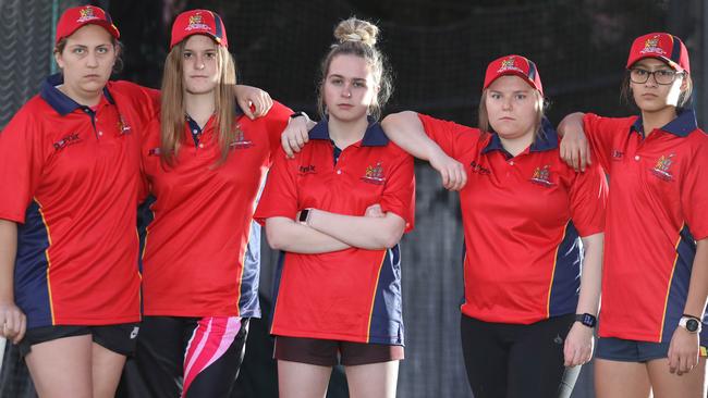 Kelly Armstrong (second from right) has been a key factor in Adelaide’s surprising T20 finals push this season. Picture: Dean Martin