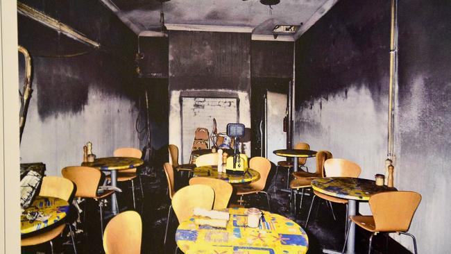 Evidence photos of the fire at the Curious Vine Cafe. Picture: SAPOL