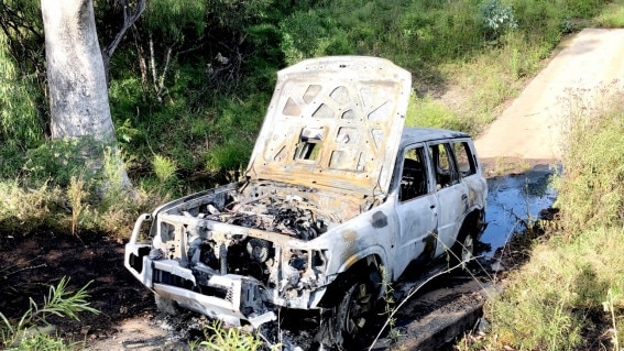 A car stolen from the home of a long-time Gunnedah resident while she slept and torched at the end of her street. Picture: Supplied