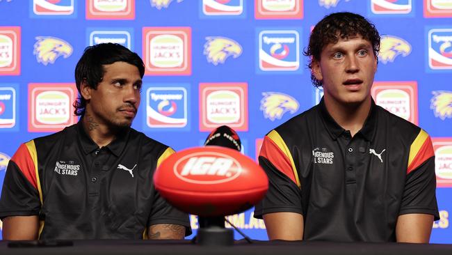 AFL Indigenous All Stars Tim Kelly and Coen Livingstone. Picture: Getty Images