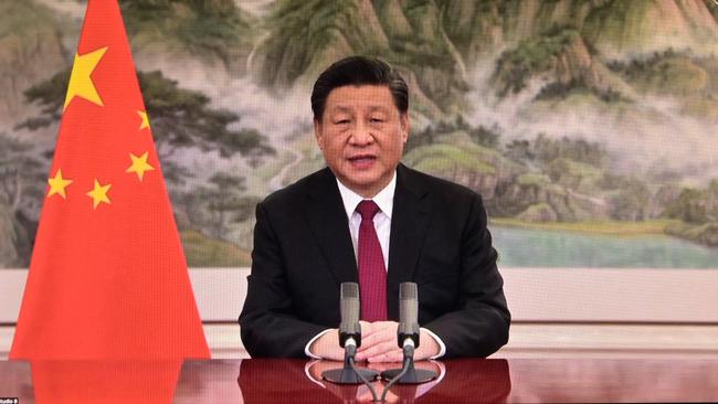 Chinese President Xi Jinping addresses the World Economic Forum in Davos, Switzerland, on Monday. Picture: AFP