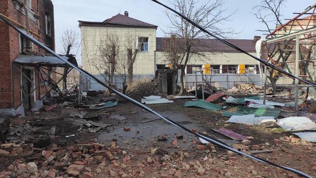 Destruction in the town of Sudzha in the Kursk region. Picture: Russian Defence Ministry / AFP