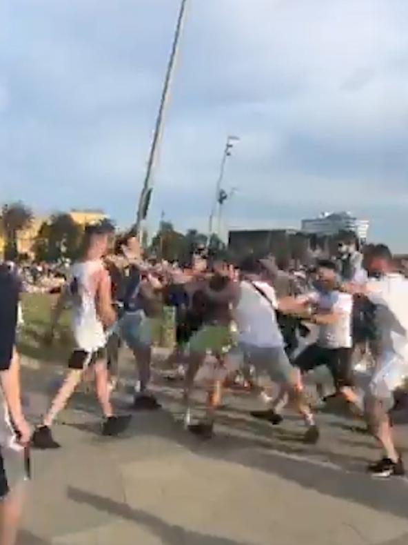 A group of brawling youths marred Melbourne Cup Day celebrations at St Kilda.