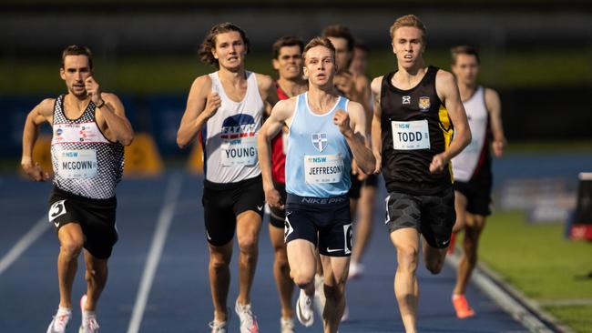 Charlie Jeffreson from Hunters Hill on his way to winning the 800m