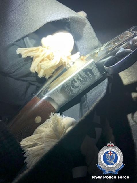 A double-barrel shotgun allegedly found in the possession of Kaelib Fitzgerald. Picture: NSW Police.