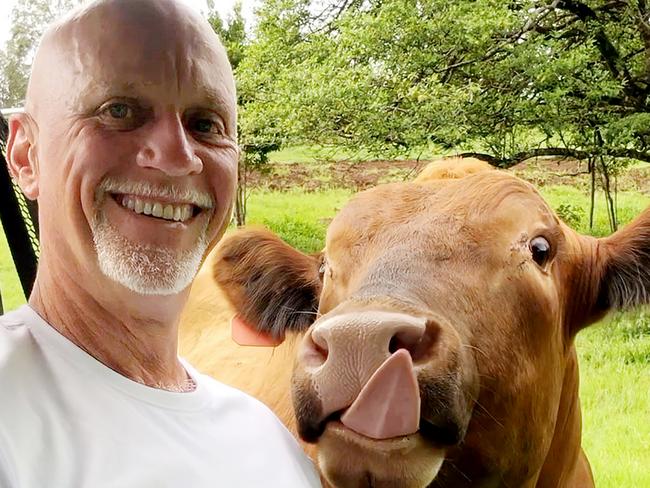 Gold Coast Council candidate Keith Douglas with his bull Rambo.