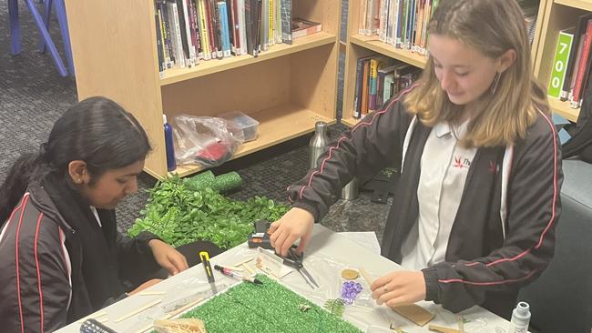 Ponds High School students working on their eco-dome.