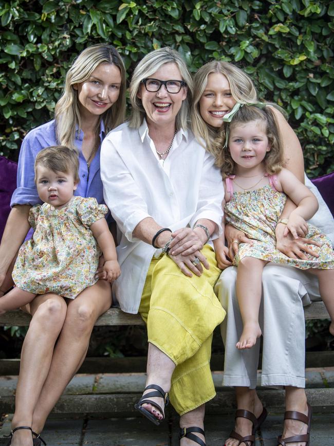 Professor Sarah Robertson with her granddaughters Frida and Roma Bastiras and her daughters Georgina March and Isobel March. Picture: Mark Brake