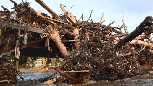 A destroyed bridge is seen in Bad Neuenahr-Ahrweiler, western Germany, on July 17. Picture: AFP