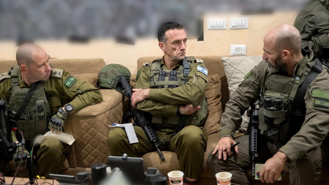 Israeli army's Chief of the General Staff Herzi Halevi (centre) said the war will continue for “many more months”. Picture: AFP/Handout/Israeli army