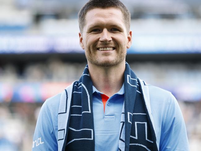 SYDNEY, AUSTRALIA - FEBRUARY 01: Alex Grant is announced  a new signing for Sydney FC during the round 17 A-League Men match between Sydney FC and Adelaide United at Allianz Stadium, on February 01, 2025, in Sydney, Australia. (Photo by Darrian Traynor/Getty Images)