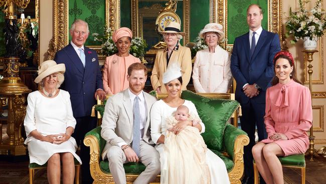 The royal family at baby Archie’s christening. Picture: Chris ALLERTON / SUSSEXROYAL / AFP