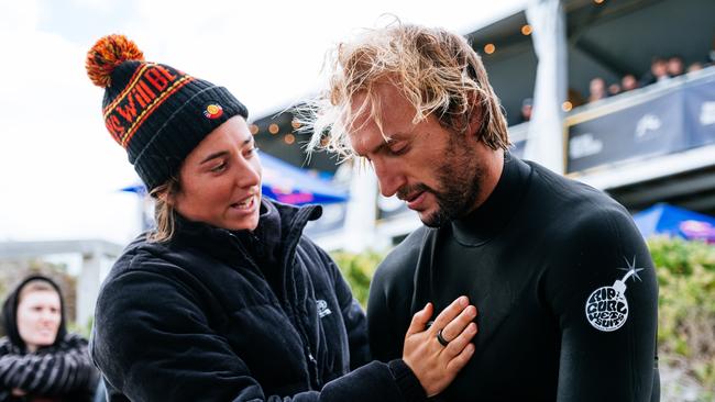 Tyler and Owen Wright at Margaret River last year. Picture: Aaron Hughes/World Surf League