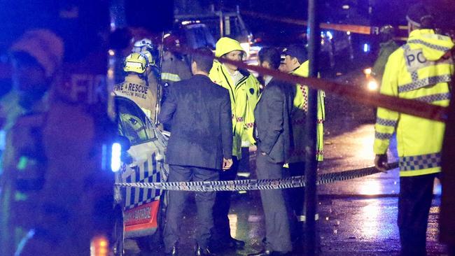 Emergency responders at the scene where Dr Hossam Ibrahim was electrocuted. Picture: Steve Tyson 