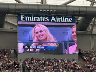 Wilson caught herself on the monitor at the USTA Billie Jean King National Tennis Center. Picture: Instagram