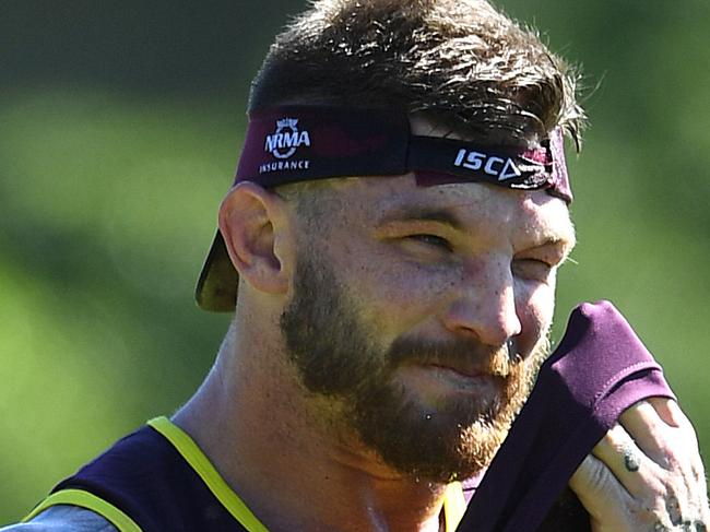 Josh McGuire during a Brisbane Broncos training session at Red Hill in Brisbane, Wednesday, April 25, 2018. (AAP Image/Dave Hunt) NO ARCHIVING