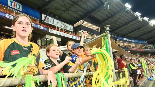 Winners are Grinners the Saints take out there 33rd NTFL Grand Final Crowd cheering on the Saints Picture Julianne Osborne