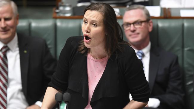 Australian Minister for Revenue and Financial Services Kelly O'Dwyer has let rip at her Coalition colleague Barnaby Joyce. Picture: AAP