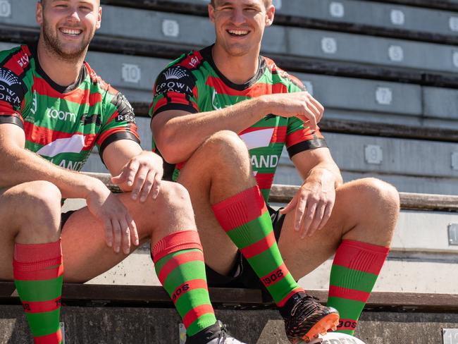 Bayley Sironen and Jed Cartwright take the field together in Round 20. Credit: Sunny Brar