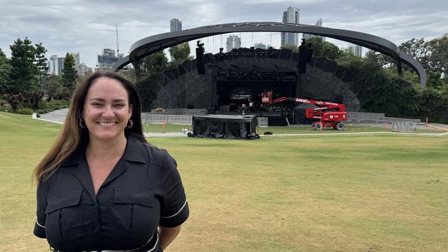 Avril Harris from Experience Gold Coast at the HOTA amphitheatre talking live music. Picture: Andrew Potts