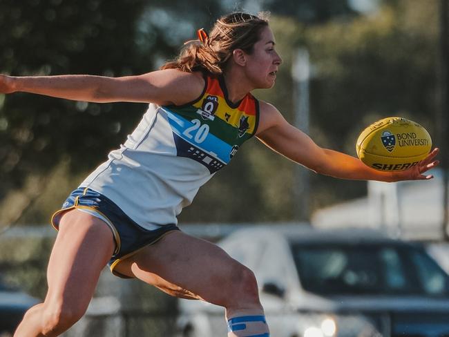 Bond University captain Paris Lightfoot QAFLW. Picture: Clyde Scorgie/Brooke Sleep Media