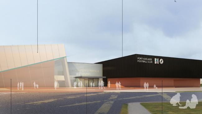 Artist impression of Port Adelaide’s plans for a High Performance Centre at Alberton Oval released in 2018.