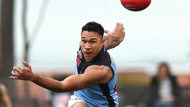 No 8 Joshua Cubillo for Aberfeldie. EDFL footy: Aberfeldie v Greenvale.  Picture: David Smith