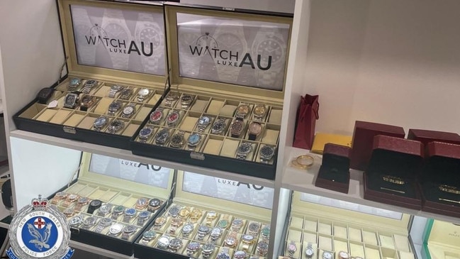 Some of the counterfeit goods in the South Granville warehouse, aka the showroom. Picture: NSW Police