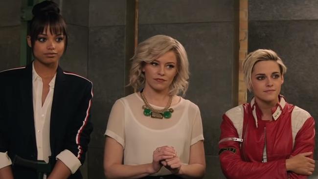 Elizabeth Banks (middle) plays Bosley, with Ella Balinska (left) and Kristen Stewart as two of the Angels.