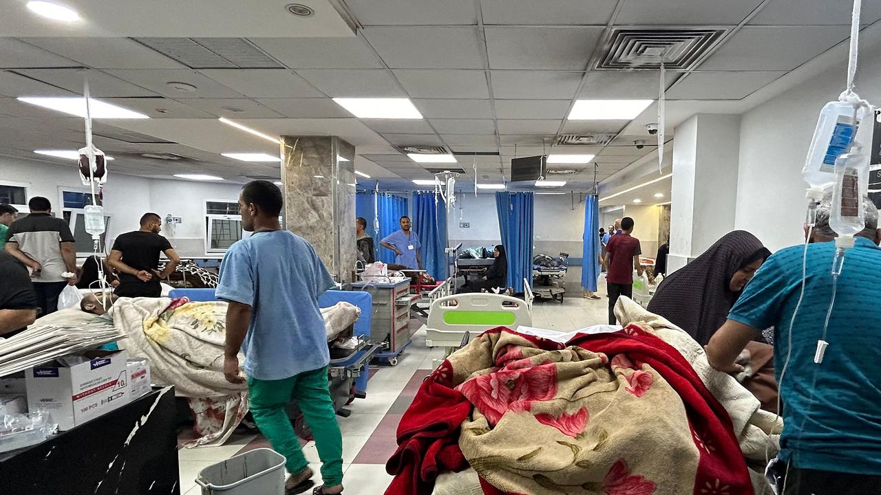 Patients and medics at Al-Shifa hospital in Gaza City amid ongoing battles between Israel and the Palestinian Hamas movement. Picture: AFP