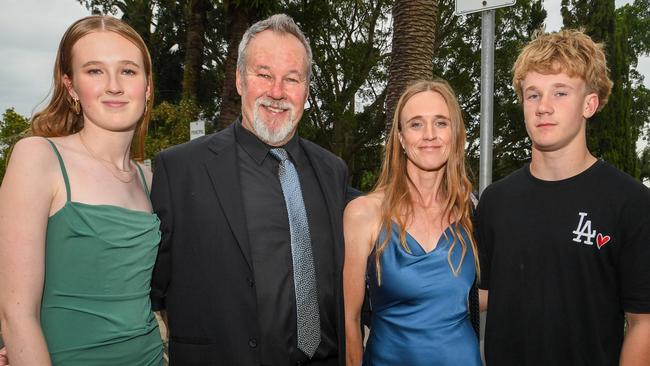 St John's College Woodlawn Year 12 Formal: Teila Bednall with her family, Dad, Justin, Mum Erica, and brother Taj. Picture: Cath Piltz