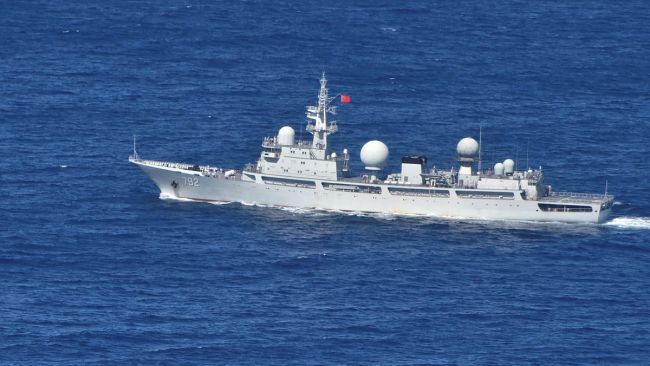 The People's Liberation Army Navy intelligence collection warship has been "hugging" the Western Australian coastline. Picture: Supplied