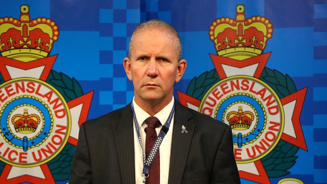 Queensland Police Union President Ian Leavers speaks to the media. Picture David Clark