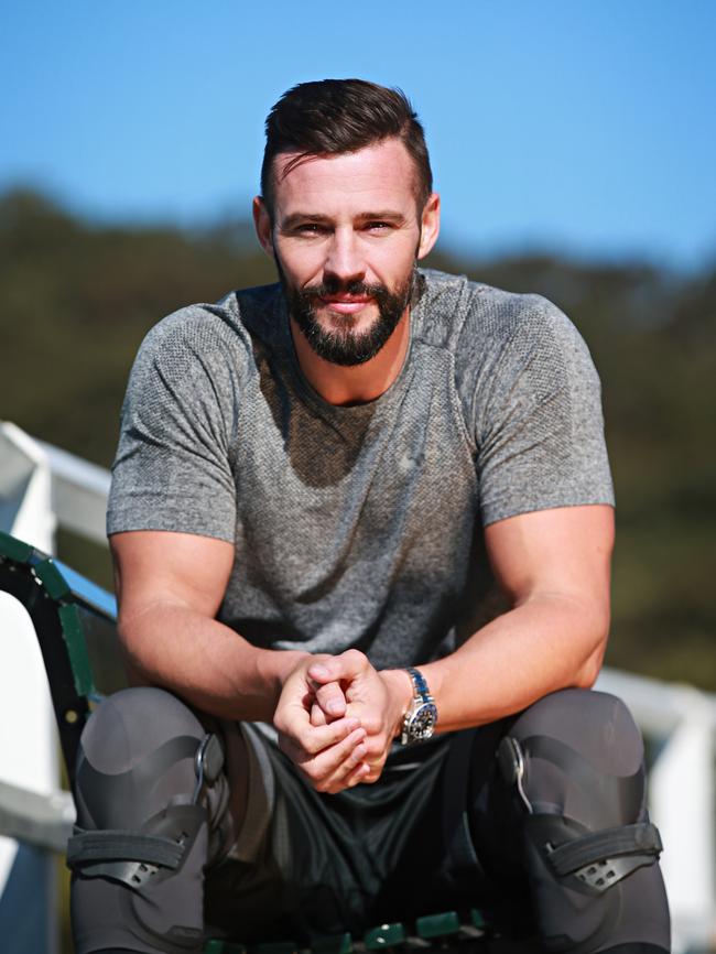 Kris Smith at Balmoral Beach where is swim is ‘the best cure for a hangover’. Picture: Adam Yip