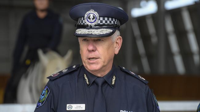 Police Commissioner Grant Stevens said the officer was recovering after surgery. Picture: RoyVPhotography.