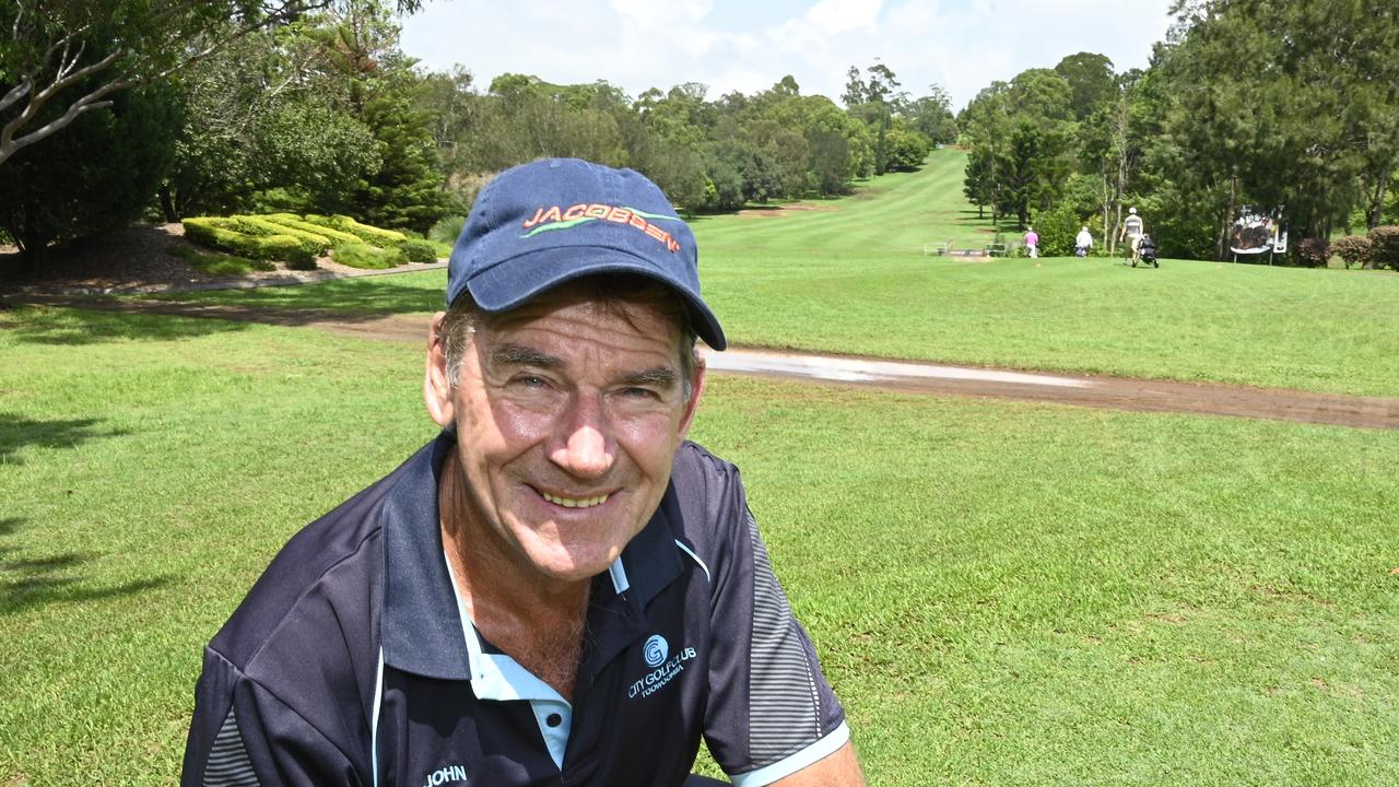 City Golf Club course superintendent John Halter checking out the condition of the Queensland PGA Championship 10th fairway yesterday. Picture: Bev Lacey