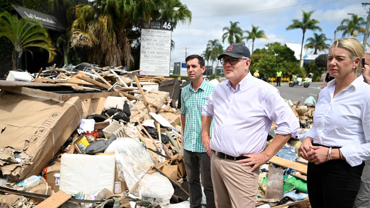 Scott Morrison’s response to the flood disaster in Queensland and NSW has come under fire. Picture: NCA NewsWire / Dan Peled