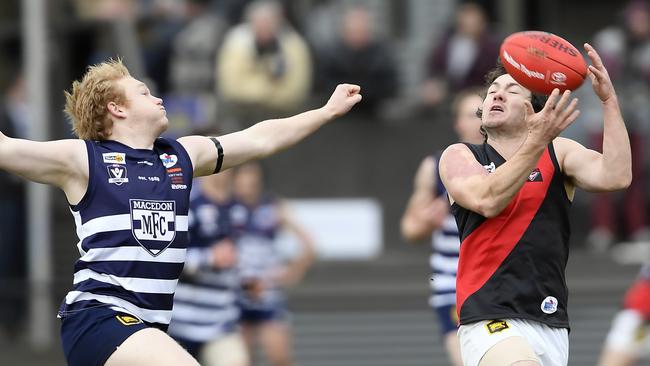 Riddell moved through to the preliminary final with a hard-fought win over Macedon. Picture: Andy Brownbill.