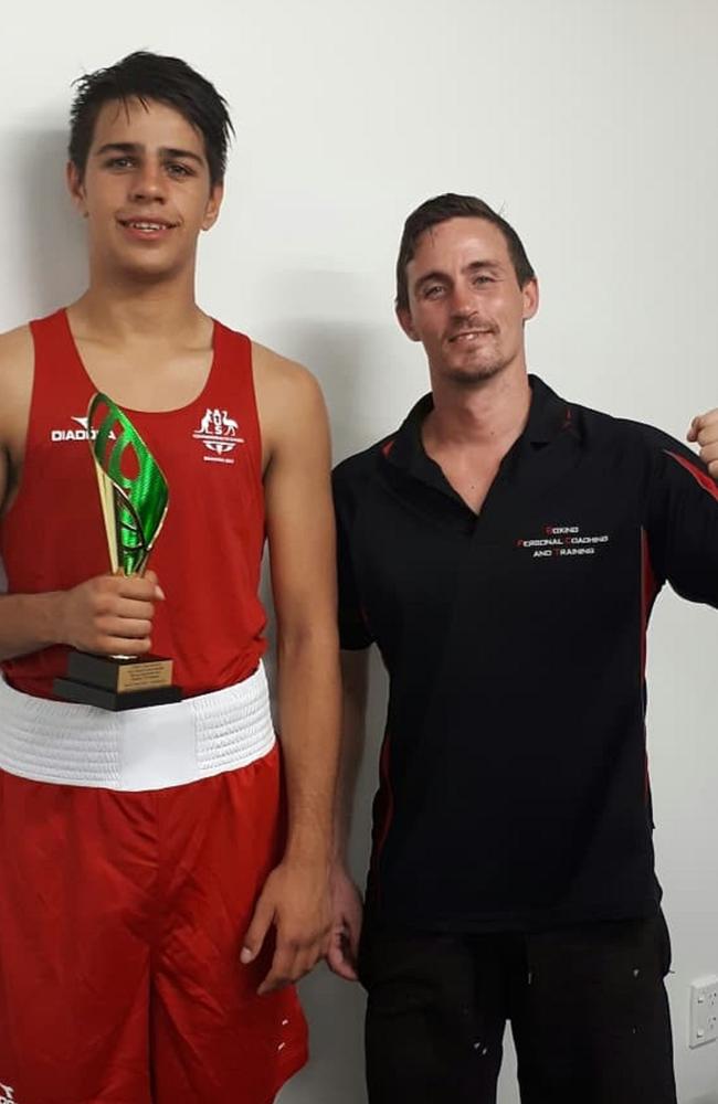 Top Caboolture PT Luke Sheehan (right) with boxing protege Ben Hussain. Picture: Supplied