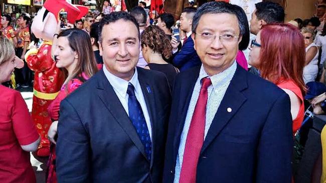 Labor MP Shaoquett Moselmane and his staff member John Zhang.