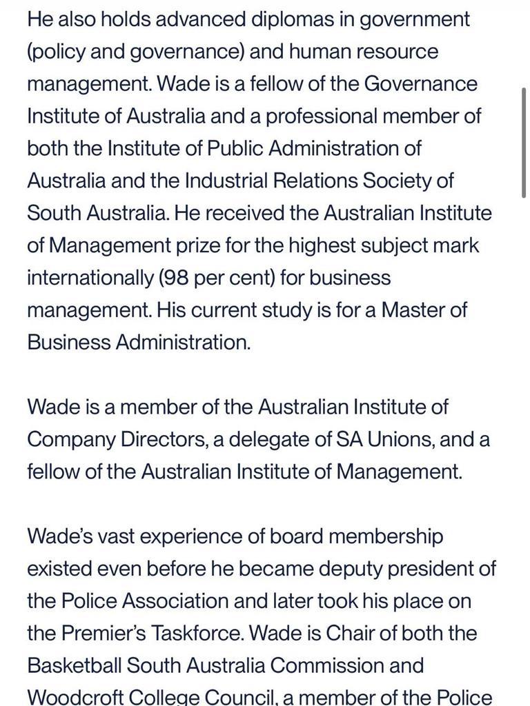 A campaign website for Wade Burns that was live on Friday morning but taken down around midday. Picture: Supplied