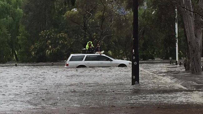 The Dorothy Laver Reserve West carpark under water on November 6, 2018. 