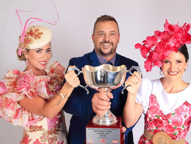 Cairns Cup Carnival ambassadors Tina and Brett Cahill and Dannielle Atkinson. Picture: Cairns Jockey Club