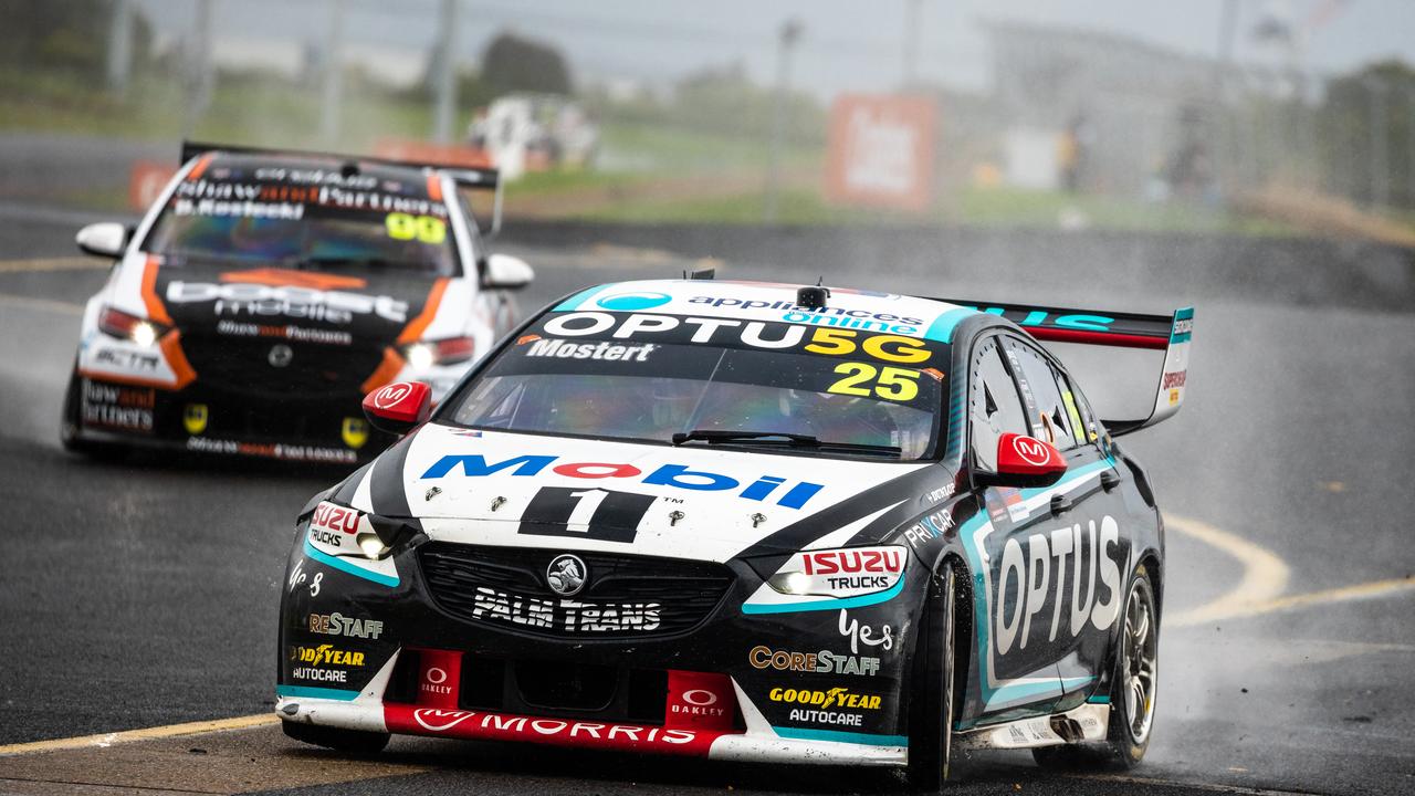 SYDNEY, AUSTRALIA - MARCH 05: Chaz Mostert driver of the #25 Mobil 1 Optus ZB Commodore celebrates after winning race 2 of the Sydney SuperNight which is the first round of the 2022 Supercars Championship Season at Sydney Motorsport Park on March 05, 2022 in Sydney, Australia. (Photo by Daniel Kalisz/Getty Images)