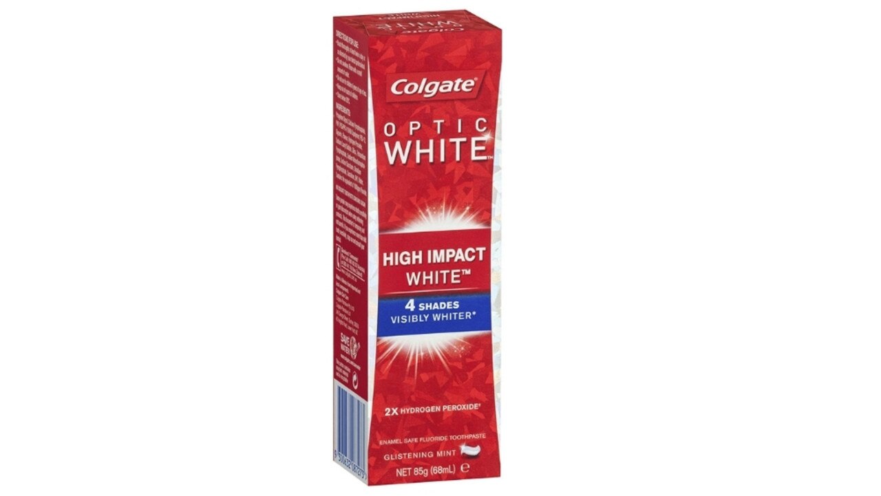 Colgate Optic White High Impact White Teeth Whitening Toothpaste with Hydrogen Peroxide. Image: Amazon Australia.