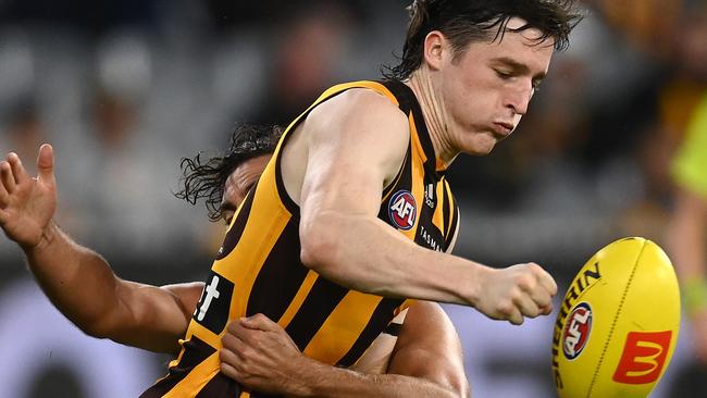 Top-10 draft pick Josh Ward is getting plenty of midfield exposure in his first AFL season. Picture: Getty Images