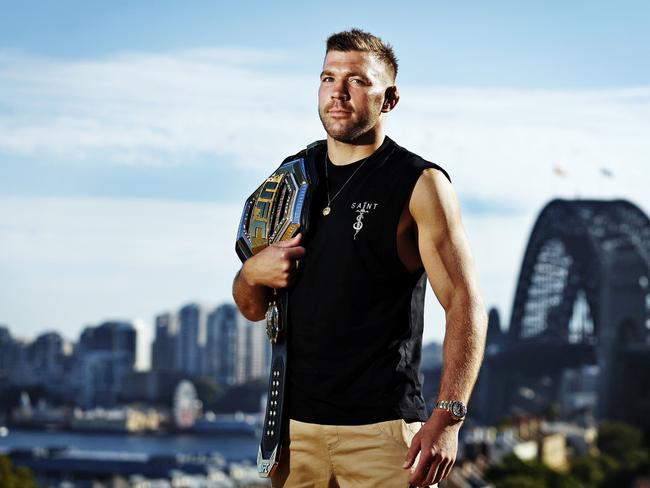 DAILY TELEGRAPH - 28.1.25MUST CHECK WITH DT PIC DESK BEFORE USING  - UFC middleweight champion Dricus Du Plessis pictured at Observatory Hill in Sydney before he competes at UFC 312. Picture: Sam Ruttyn